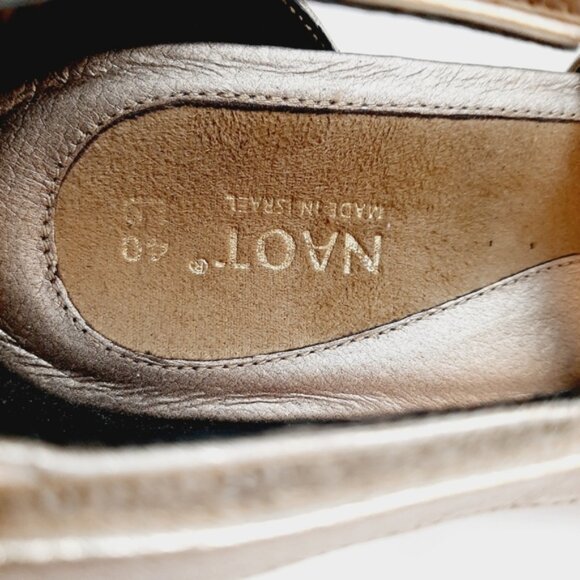 NAOT | Strappy Open Toe Low Heel Shoes Genuine Leather Metallic Champagne Sz 9 - Picture 12 of 16